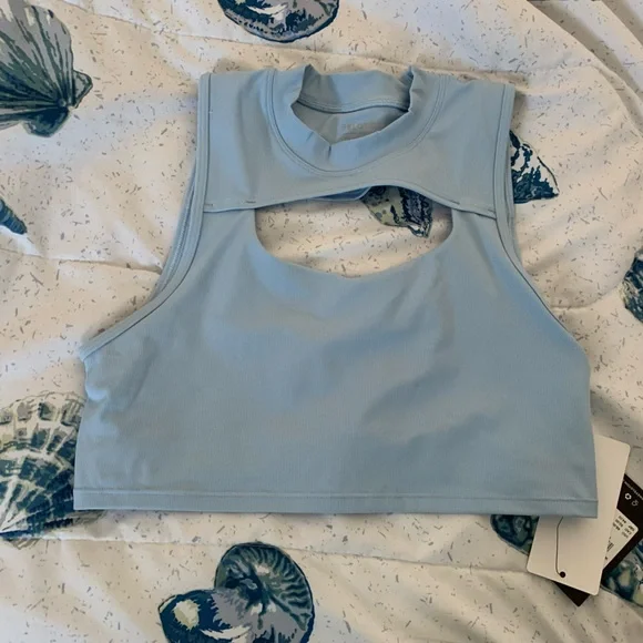 Peloton Cadent Rib Mock Neck Cutout Sports Bra Size Medium NWT - Picture 3 of 6